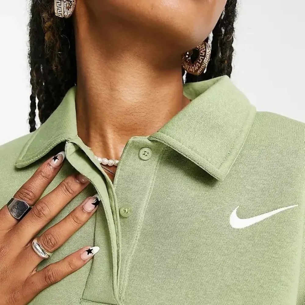 NWT Nike Sportswear Phoenix Fleece 3/4-Sleeve Crop Polo Sweatshirt - Picture 4 of 9